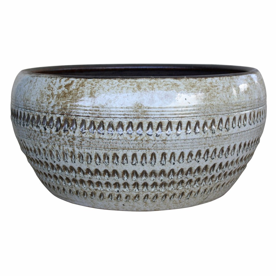 Pots & Planters * | Discount White Cyber Ceramic Bowl, 9.5