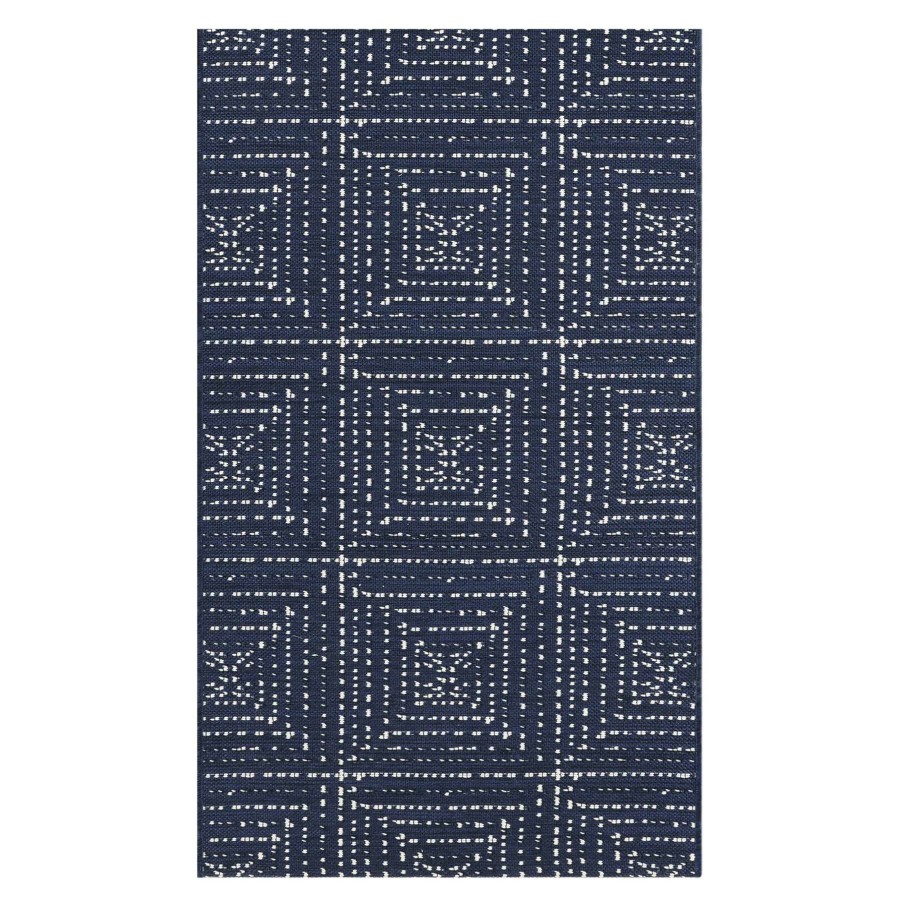 Rugs & Doormats * | Featured (E321) Avery Navy Square Patterned Accent Rug, 3 5