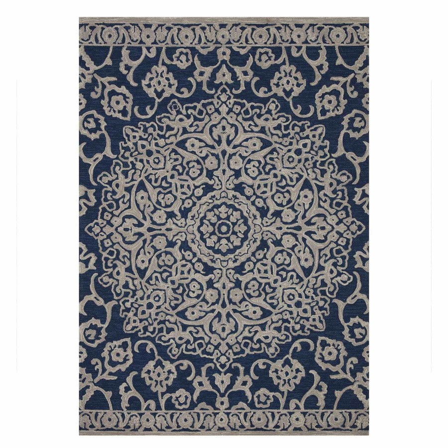 Rugs & Doormats * | Clearance Sale (E296) Santa Monica Navy & Ivory Medallion Indoor & Outdoor Area Rug, 6 9