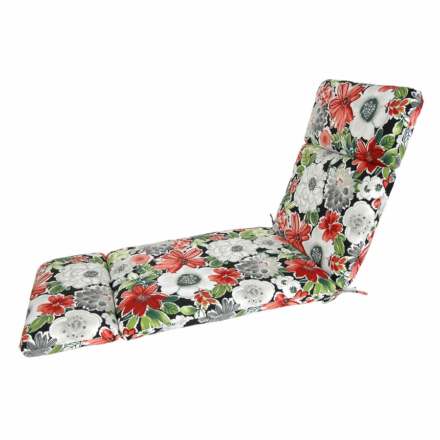 Cushions & Pillows * | Popular Tamani Black Floral Universal Outdoor Chaise Lounge Cushion