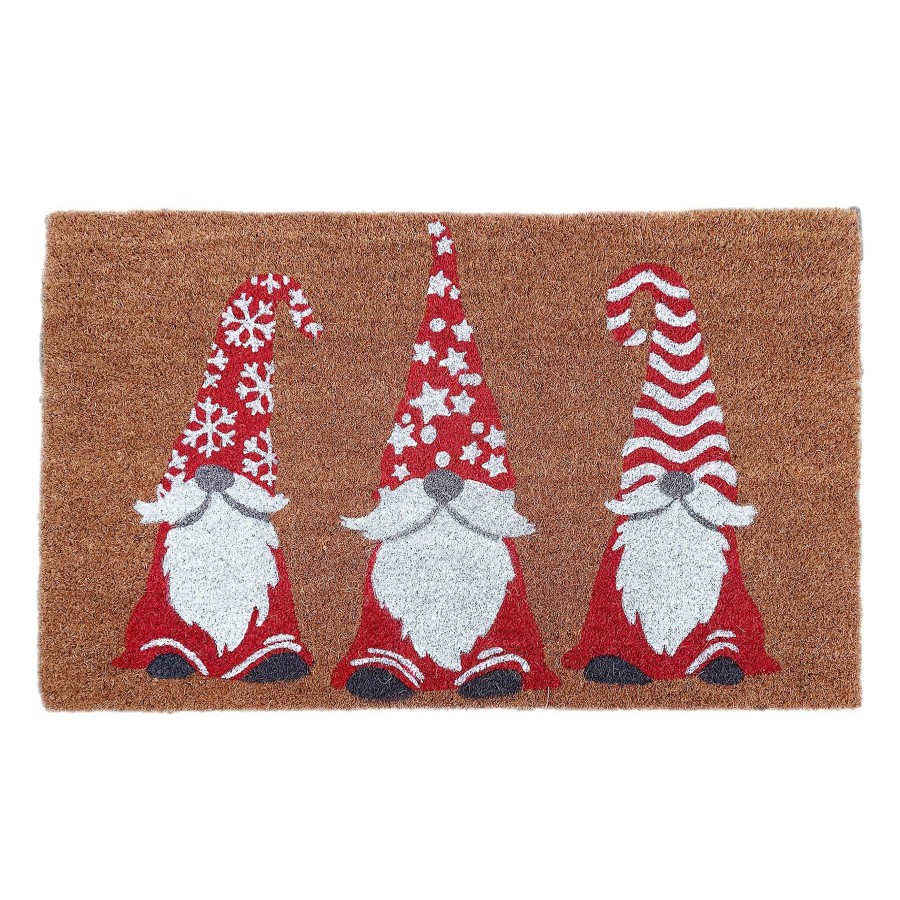 Rugs & Doormats * | Featured Yule Tidings Red & White Gnomes Coir Mat, 18 30