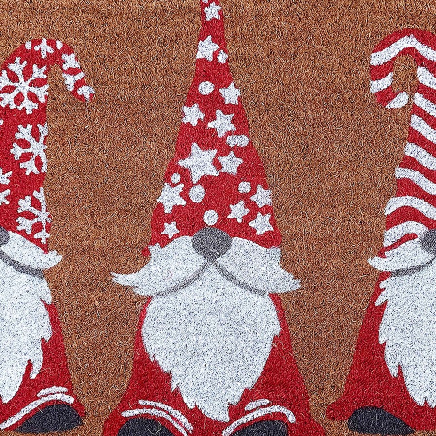 Rugs & Doormats * | Featured Yule Tidings Red & White Gnomes Coir Mat, 18 30