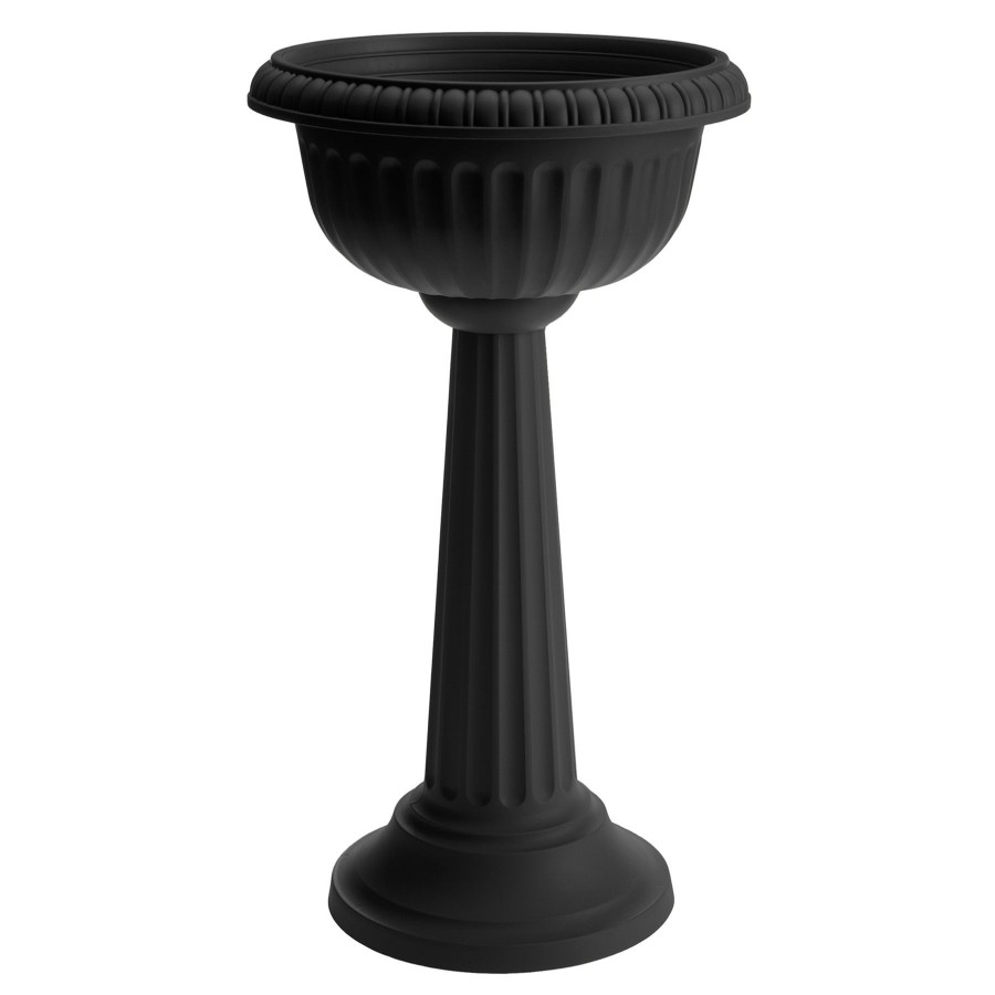 Pots & Planters * | Exquisite Gifts 2-Piece Black Grecian Urn Pedestal Planter, 31