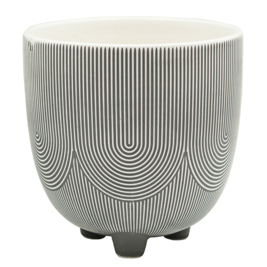 Pots & Planters * | Fire Sale Abstract Lines Ceramic Pot, 5