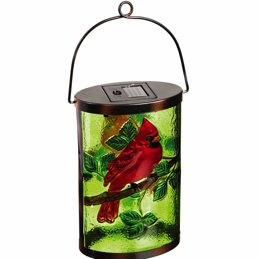 Lighting * | Large Choice Cardinal Scene Glass Solar Lantern With Metal Handle, 15