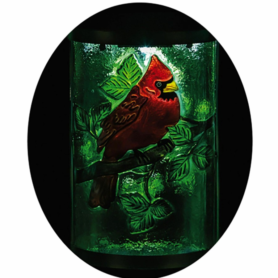 Lighting * | Large Choice Cardinal Scene Glass Solar Lantern With Metal Handle, 15