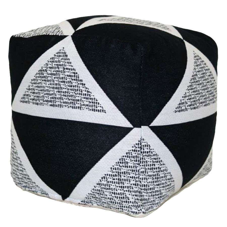 Cushions & Pillows * | Large Choice Laila Ali Black & White Geometric Pouf, 17