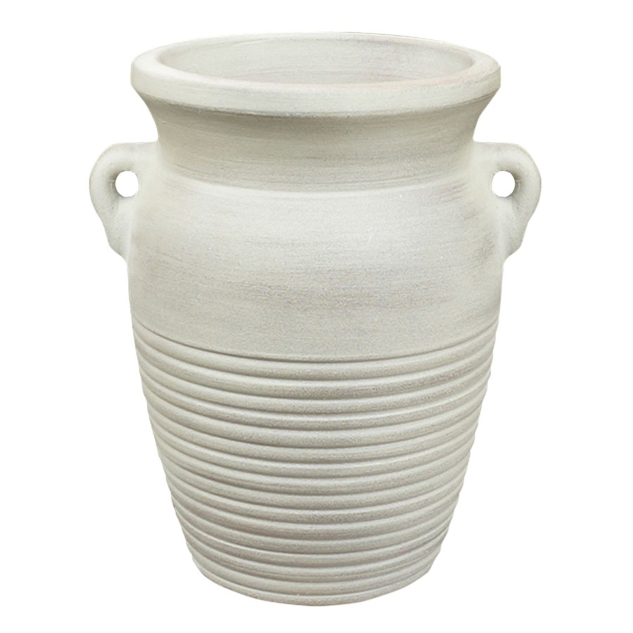 Pots & Planters * | Latest Whitewashed Clay Pot With Handles, 11.5