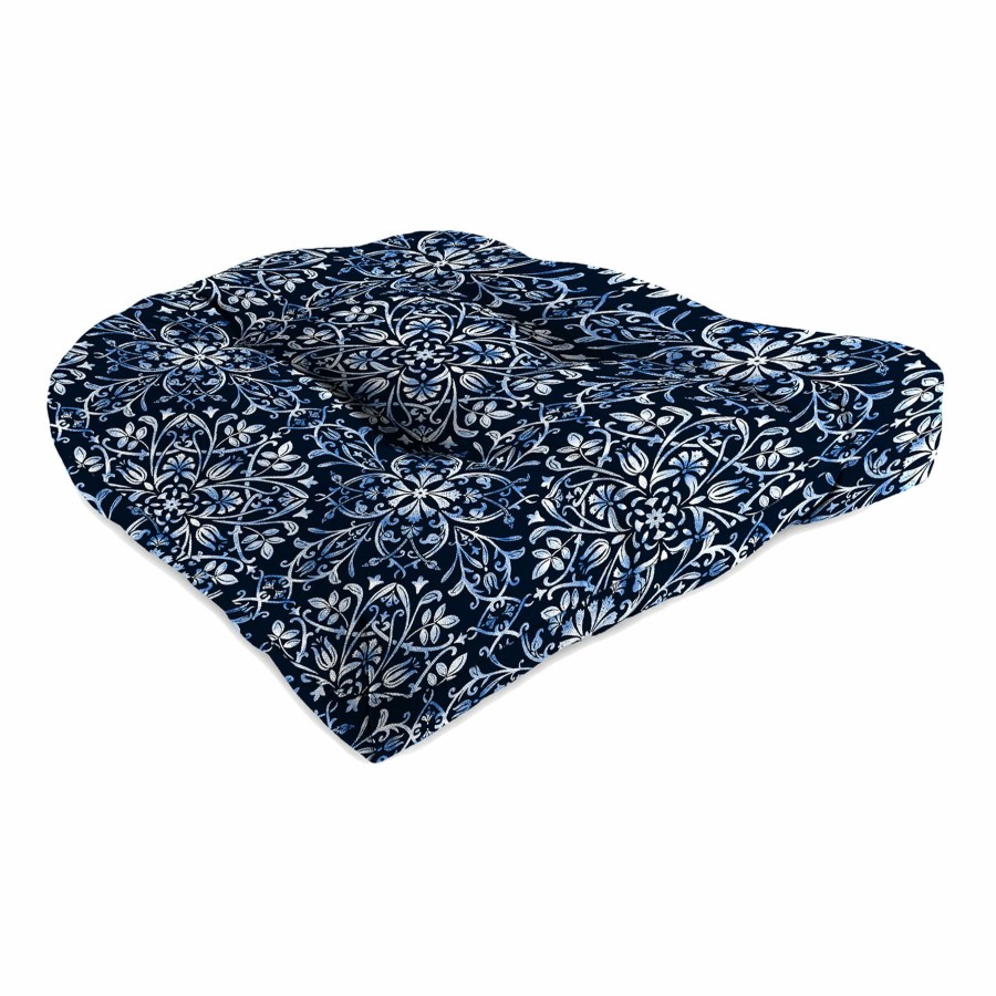 Cushions & Pillows * | Sale Online Dresden Midnight Blue Outdoor Wicker Seat Cushion