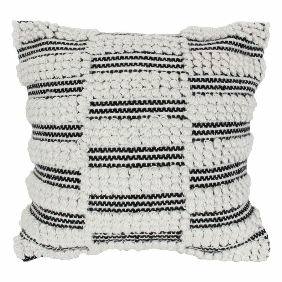 Cushions & Pillows * | Exquisite Gifts Black & Natural Fringe Throw Pillow, 18